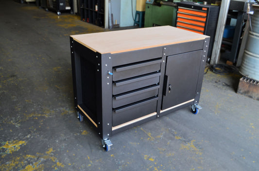 Steel Workbench (Assembled) with 4 Drawers and Door