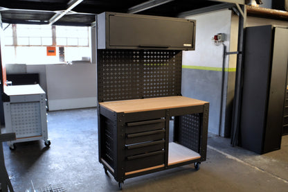 Workbench Upgrade Kit - Large Pegboard and Tip up Door Cabinet