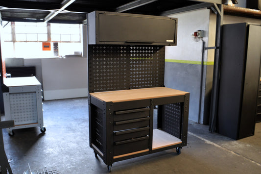 Workbench Upgrade Kit - Large Pegboard and Tip up Door Cabinet