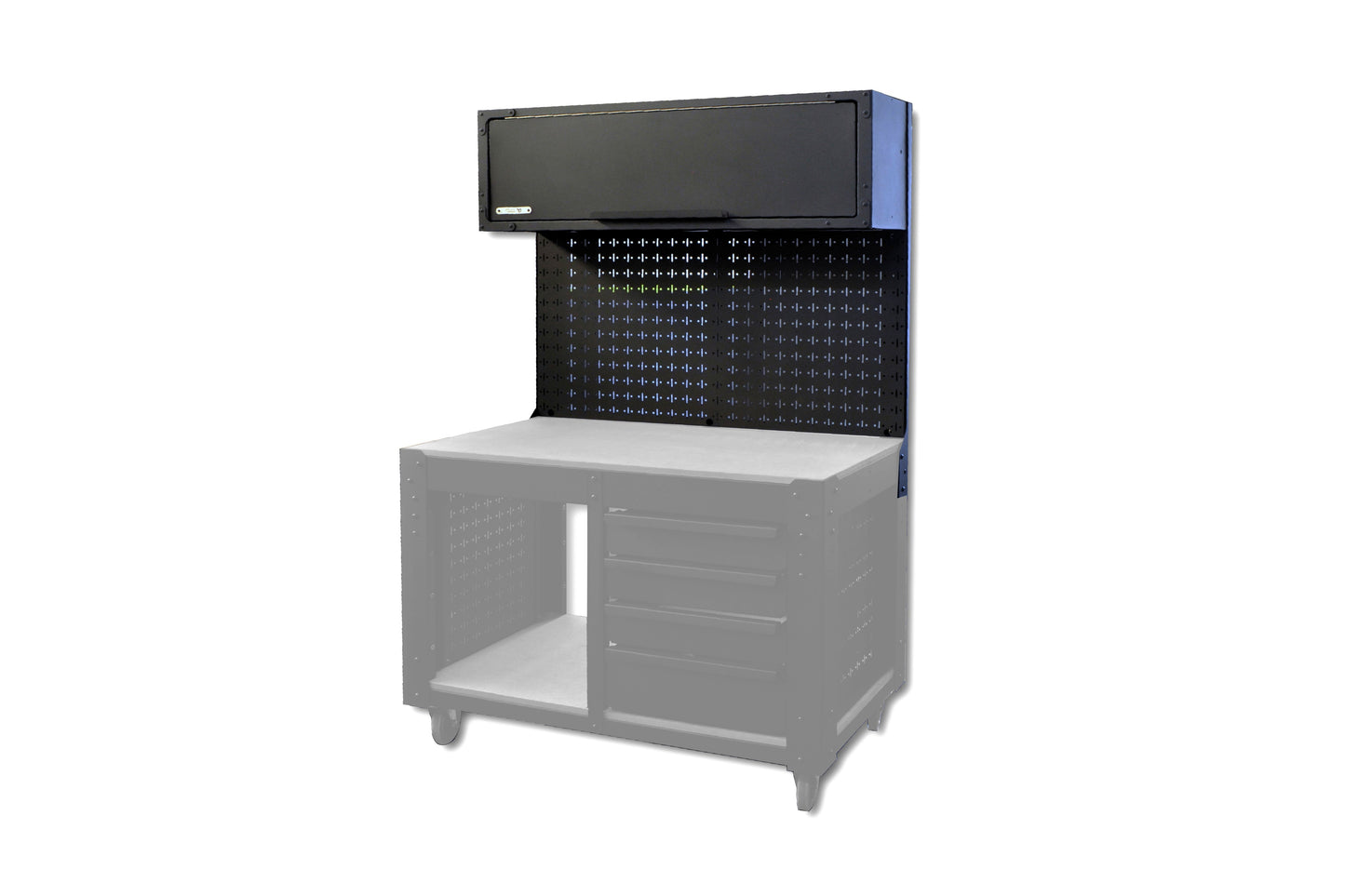 Workbench Upgrade Kit - Large Pegboard and Tip up Door Cabinet