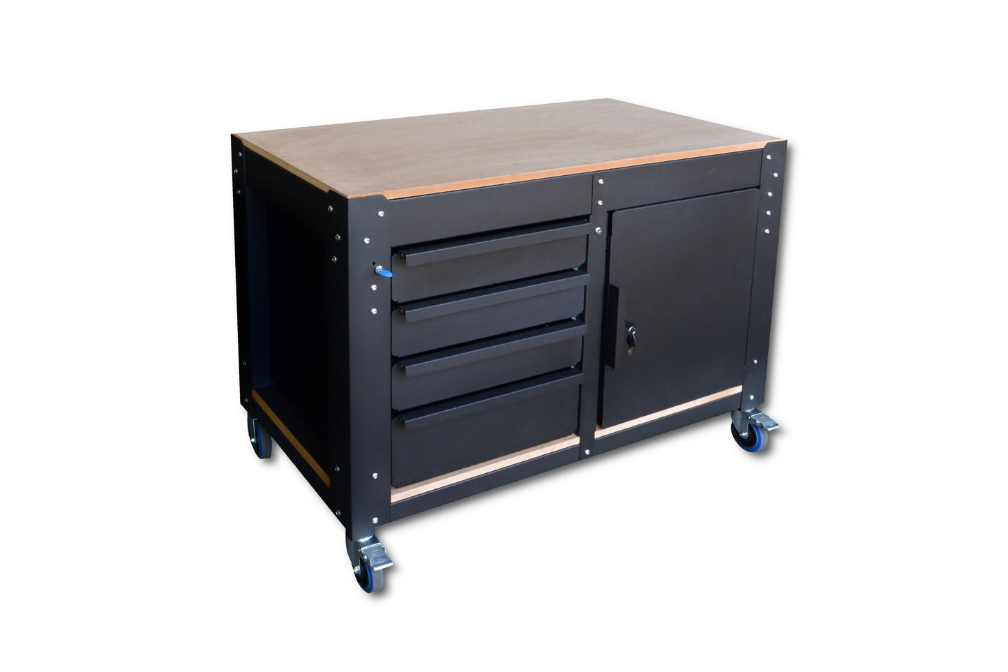 Steel Workbench (Assembled) with 4 Drawers and Door